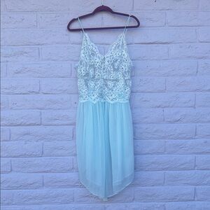 Vintage Donna Richard for Gilligan & O'Malley Light Blue Lace Slip